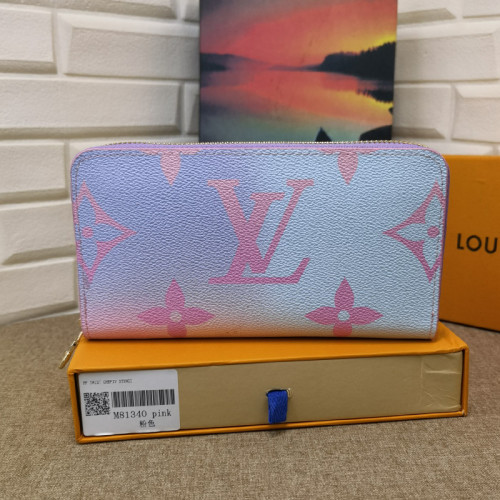 Louis Vuitton Mens Womens Wallets Purse Luxury Brand Designer ZIPPY WALLET M81340 Leather with Original Box Sunrise Pastel Monogram coated canvas