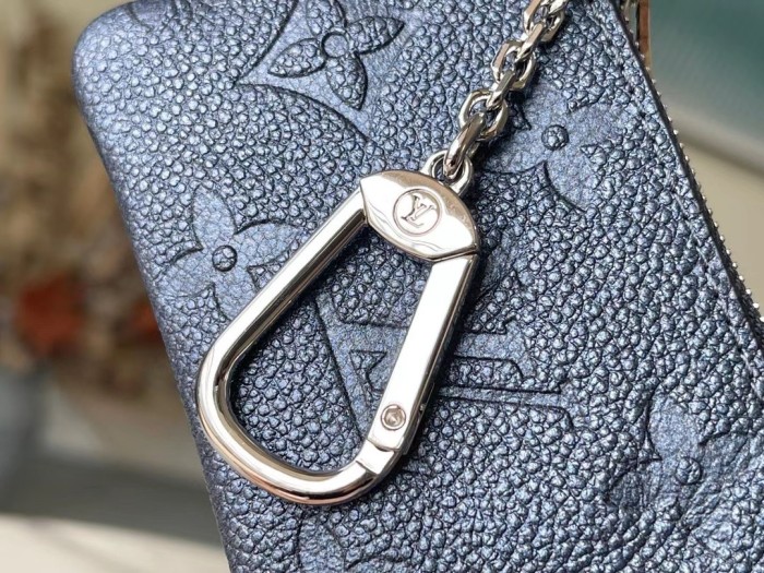 Louis Vuitton KEY POUCH Monogram canvas Luxury Brand with Original Box M80900 Navy Blue Embossed grained cowhide leather