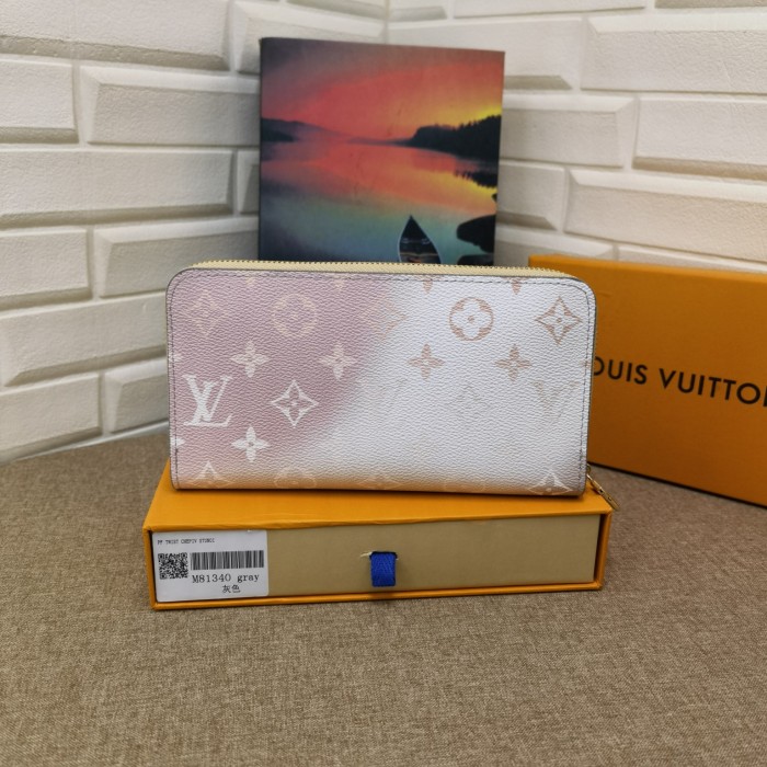 Louis Vuitton Mens Womens Wallets Purse Luxury Brand Designer ZIPPY WALLET M81349 Leather with Original Box Midnight Fuchsia Monogram coated canvas