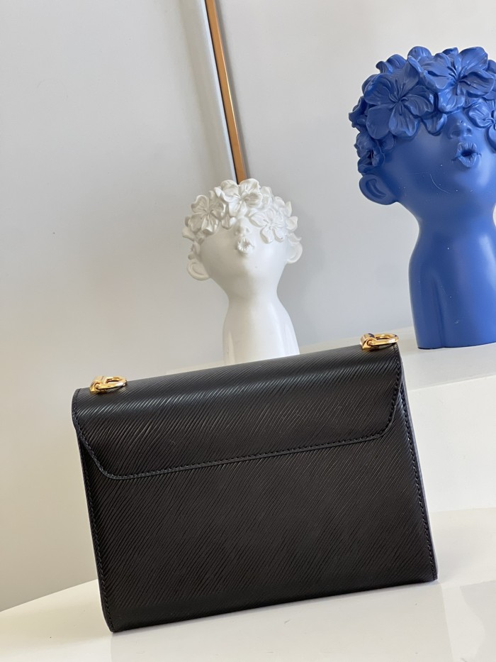 Louis Vuitton Womens Bags Shoulder Messenger Bags Luxury Brand TWIST MM Black Epi grained cowhide leather M20680 with Original Box