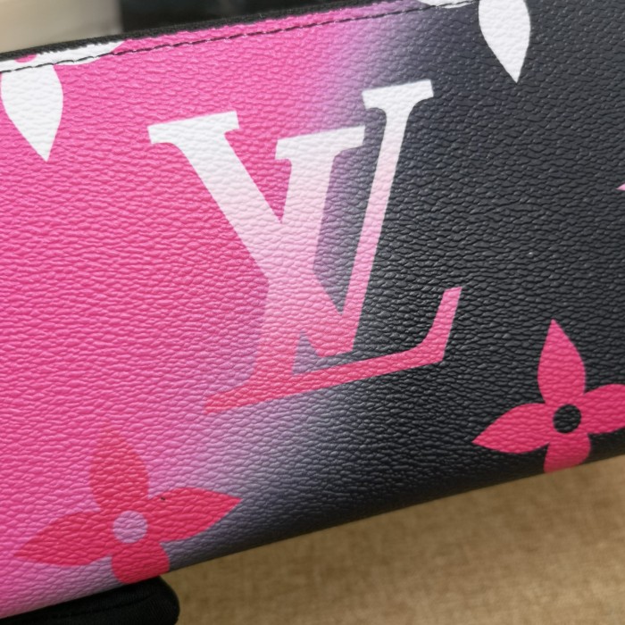 Louis Vuitton Mens Womens Wallets Purse Luxury Brand Designer ZIPPY WALLET M81349 Leather with Original Box Midnight Fuchsia Monogram coated canvas