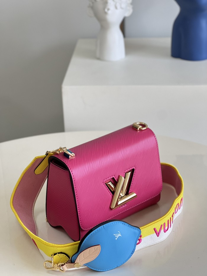 Louis Vuitton Womens Bags Shoulder Messenger Bags Luxury Brand TWIST MM Black Epi grained cowhide leather M20693 with Original Box