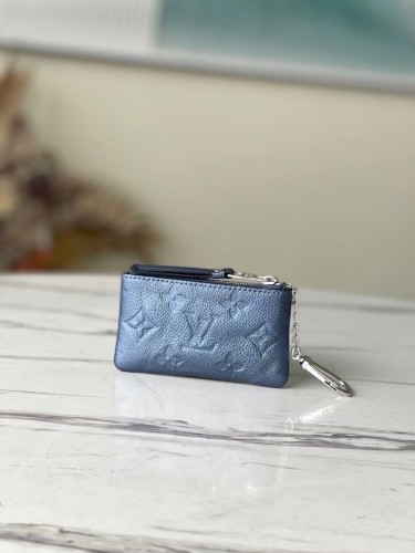 Louis Vuitton KEY POUCH Monogram canvas Luxury Brand with Original Box M80900 Navy Blue Embossed grained cowhide leather