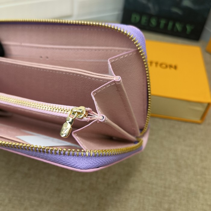 Louis Vuitton Mens Womens Wallets Purse Luxury Brand Designer ZIPPY WALLET M81340 Leather with Original Box Sunrise Pastel Monogram coated canvas