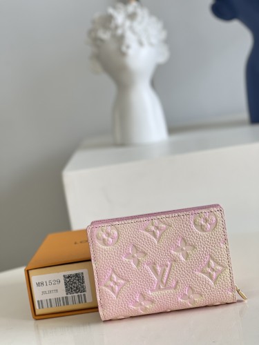 Louis Vuitton Womens Bags Wallets Luxury Brand Louis Vuitton CLÉA WALLET with Original Box M81529 Pink Monogram Empreinte embossed supple grained cowhide leather