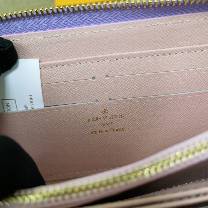 Louis Vuitton Mens Womens Wallets Purse Luxury Brand Designer ZIPPY WALLET M81340 Leather with Original Box Sunrise Pastel Monogram coated canvas