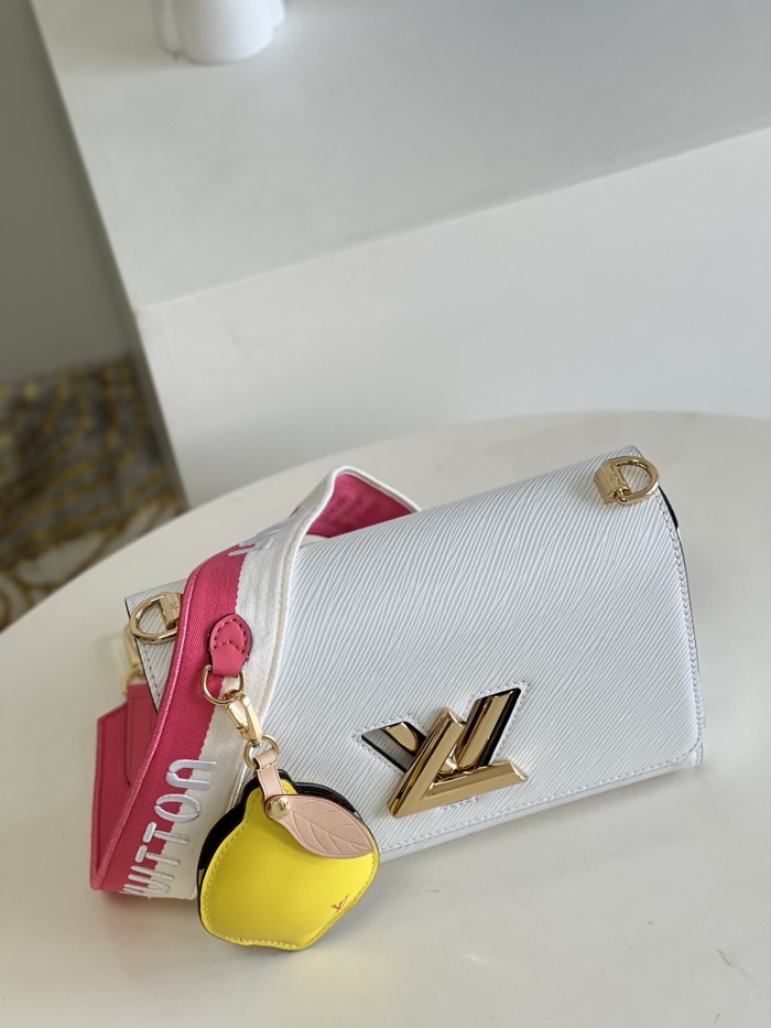 Louis Vuitton Womens Bags Shoulder Messenger Bags Luxury Brand TWIST MM White Epi grained cowhide leather M20681 with Original Box