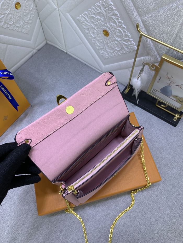 Louis Vuitton Womens Bags Messenger Shoulder Bags Luxury Brand VAVIN CHAIN WALLET with Original Box M69423 Pink Embossed cowhide leather