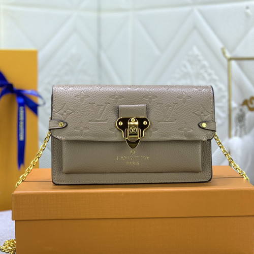 Louis Vuitton Womens Bags Messenger Shoulder Bags Luxury Brand VAVIN CHAIN WALLET with Original Box M69423 Tourterelle Gray Embossed cowhide leather