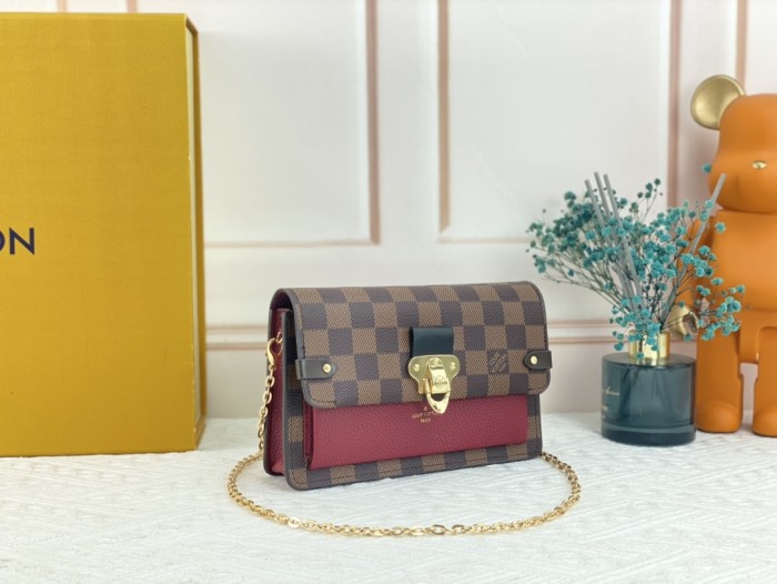 Louis Vuitton Womens Bags Messenger Shoulder Bags Luxury Brand VAVIN CHAIN WALLET with Original Box N60237 Damier Ebene coated canvas and cowhide leather