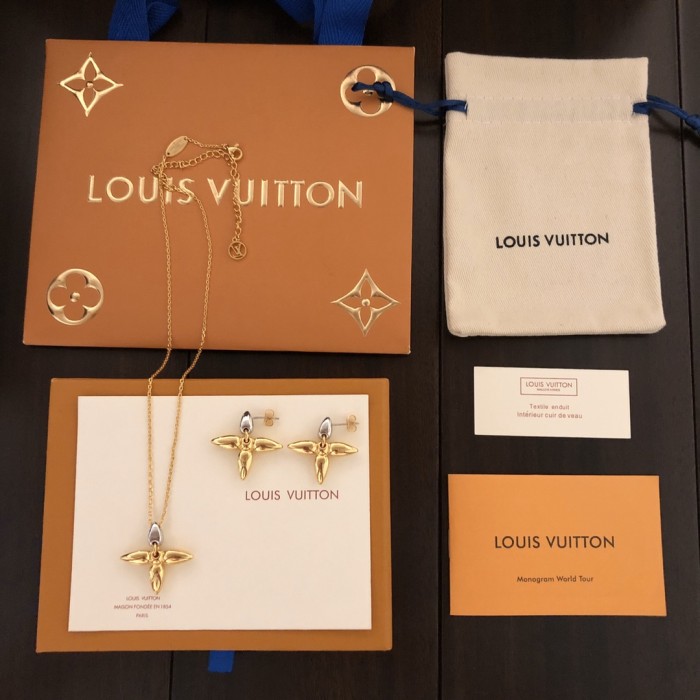 Louis Vuitton Luxury Womens Necklace Earrings