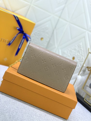 Louis Vuitton Womens Bags Messenger Shoulder Bags Luxury Brand VAVIN CHAIN WALLET with Original Box M69423 Tourterelle Gray Embossed cowhide leather