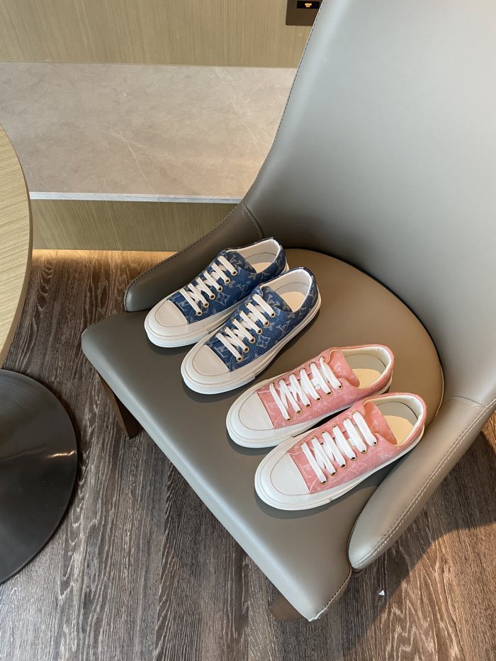 Louis Vuitton Womens Shoes Sneakers Luxury Brand STELLAR SNEAKER Monogram denim Bleu Jeans Blue with Original Box 1A4WTZ