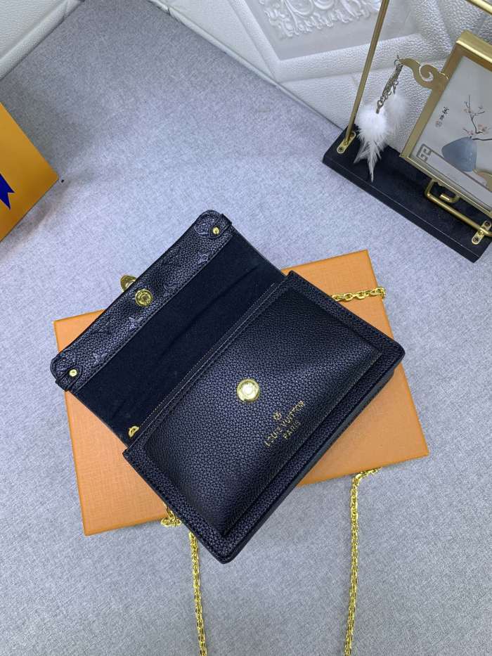 Louis Vuitton Womens Bags Messenger Shoulder Bags Luxury Brand VAVIN CHAIN WALLET with Original Box M67839 Black Embossed cowhide leather