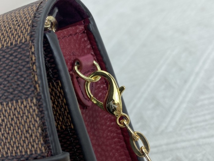 Louis Vuitton Womens Bags Messenger Shoulder Bags Luxury Brand VAVIN CHAIN WALLET with Original Box N60237 Damier Ebene coated canvas and cowhide leather