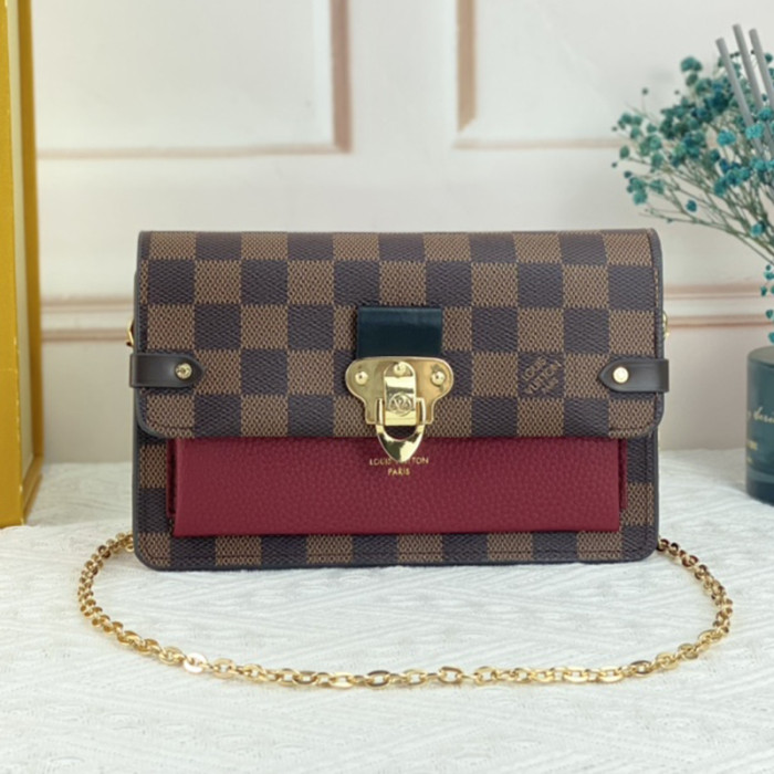 Louis Vuitton Womens Bags Messenger Shoulder Bags Luxury Brand VAVIN CHAIN WALLET with Original Box N60237 Damier Ebene coated canvas and cowhide leather