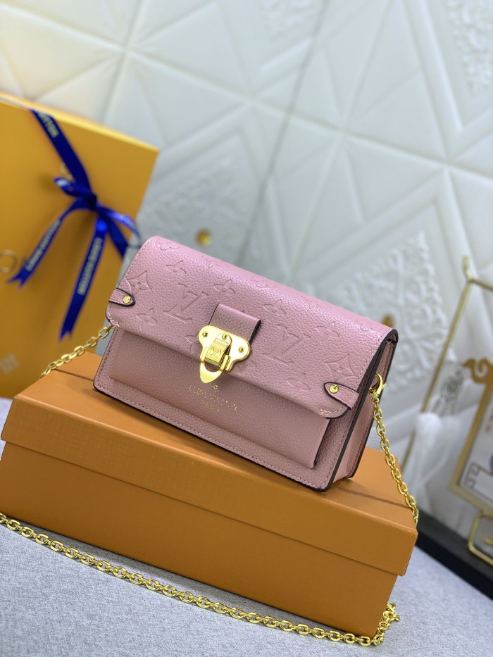 Louis Vuitton Womens Bags Messenger Shoulder Bags Luxury Brand VAVIN CHAIN WALLET with Original Box M69423 Pink Embossed cowhide leather