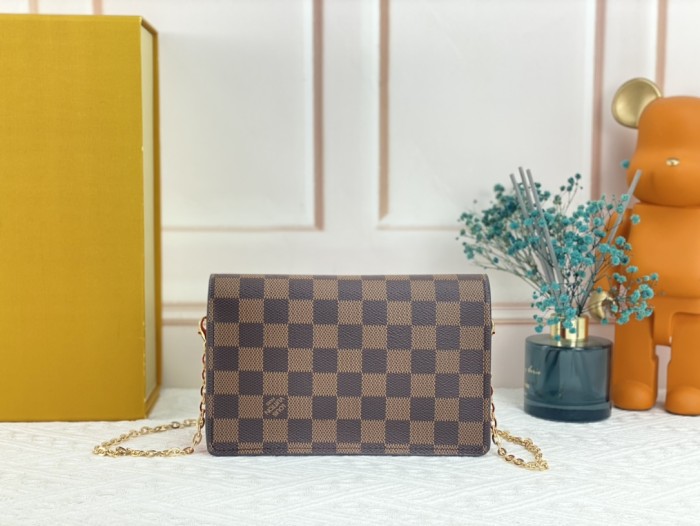 Louis Vuitton Womens Bags Messenger Shoulder Bags Luxury Brand VAVIN CHAIN WALLET with Original Box N60237 Damier Ebene coated canvas and cowhide leather