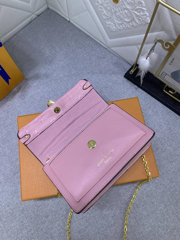 Louis Vuitton Womens Bags Messenger Shoulder Bags Luxury Brand VAVIN CHAIN WALLET with Original Box M69423 Pink Embossed cowhide leather