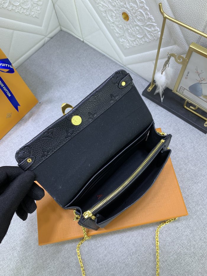 Louis Vuitton Womens Bags Messenger Shoulder Bags Luxury Brand VAVIN CHAIN WALLET with Original Box M67839 Black Embossed cowhide leather