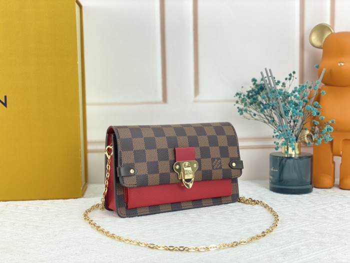 Louis Vuitton Womens Bags Messenger Shoulder Bags Luxury Brand VAVIN CHAIN WALLET with Original Box N60237 Damier Ebene coated canvas and cowhide leather