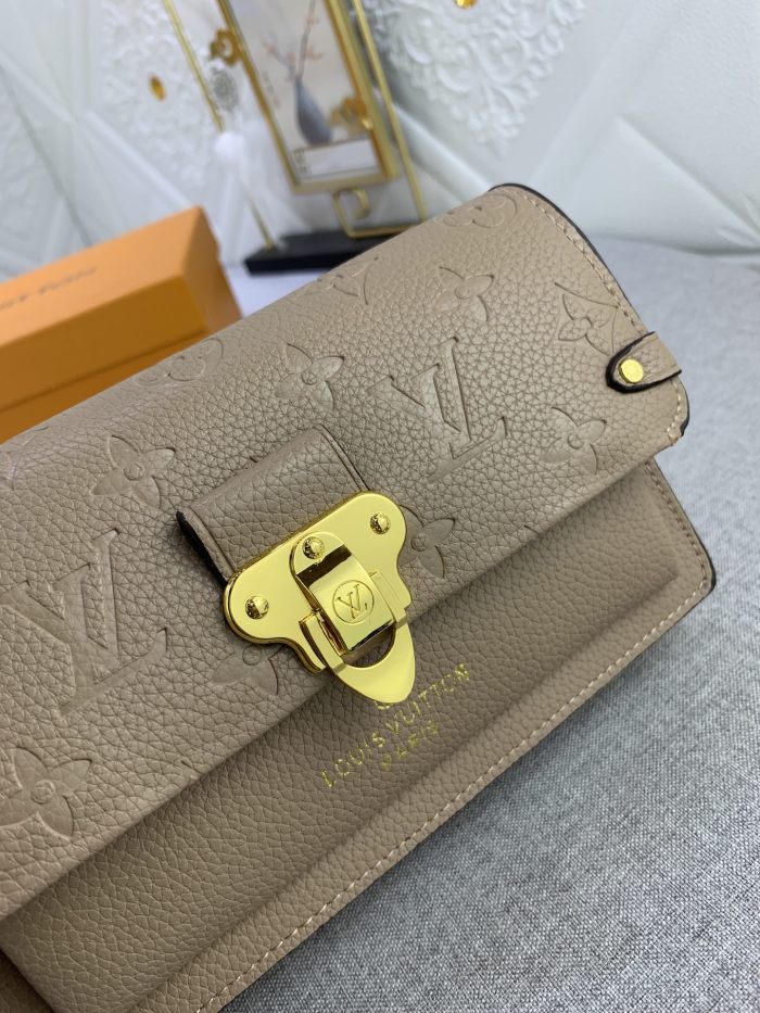 Louis Vuitton Womens Bags Messenger Shoulder Bags Luxury Brand VAVIN CHAIN WALLET with Original Box M69423 Tourterelle Gray Embossed cowhide leather