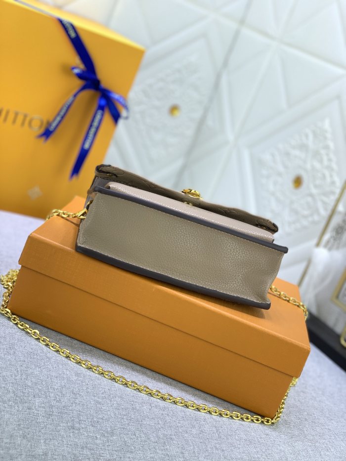 Louis Vuitton Womens Bags Messenger Shoulder Bags Luxury Brand VAVIN CHAIN WALLET with Original Box M69423 Tourterelle Gray Embossed cowhide leather