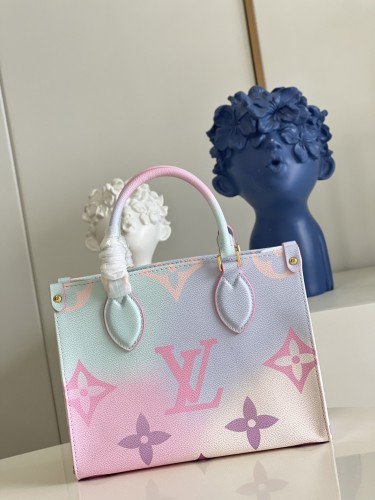 Louis Vuitton Womens Bags Handbags Luxury Brand LV ONTHEGO PM M59856 Handbags for Women Sunrise Pastel Monogram coated canvas