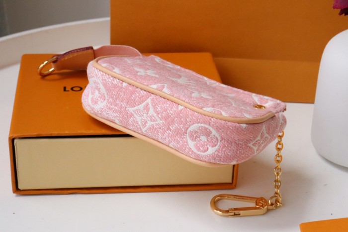 Louis Vuitton Womens Bags Coin Bag Luxury Brand MICRO POCHETTE ACCESSOIRES M81176 with Original Box Pink Monogram jacquard denim