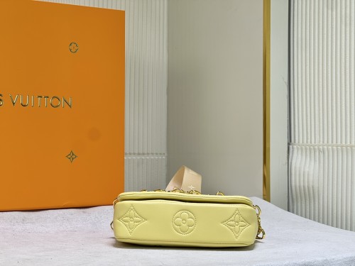 Louis Vuitton Womens Bags Messenger Shoulder Bags Luxury Brand WALLET ON STRAP BUBBLEGRAM with Original Box M81400 Banane Yellow Monogram-embroidered, quilted calf leather
