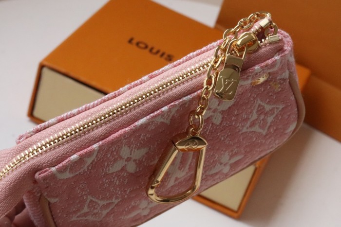 Louis Vuitton Womens Bags Coin Bag Luxury Brand MICRO POCHETTE ACCESSOIRES M81176 with Original Box Pink Monogram jacquard denim