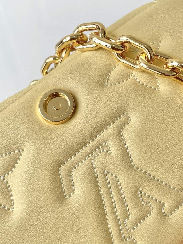 Louis Vuitton Womens Bags Messenger Shoulder Bags Luxury Brand WALLET ON STRAP BUBBLEGRAM with Original Box M81400 Banane Yellow Monogram-embroidered, quilted calf leather