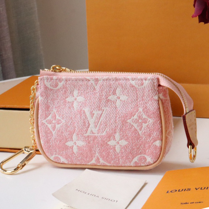Louis Vuitton Womens Bags Coin Bag Luxury Brand MICRO POCHETTE ACCESSOIRES M81176 with Original Box Pink Monogram jacquard denim