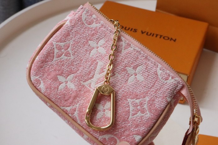Louis Vuitton Womens Bags Coin Bag Luxury Brand MICRO POCHETTE ACCESSOIRES M81176 with Original Box Pink Monogram jacquard denim