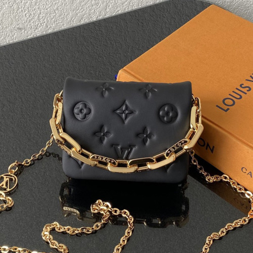 Louis Vuitton Womens Bags Messenger Shoulder Bags Luxury Brand Beltbag Coussin Cruise 22 Monogram Embossed Black with Original Box M81125