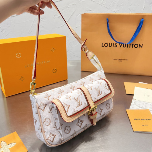 Louis Vuitton Womens Bags Handbags Luxury Brand Louis Vuitton MAXI MULTI POCHETTE ACCESSOIRES Beige Monogram coated canvas with Original Box