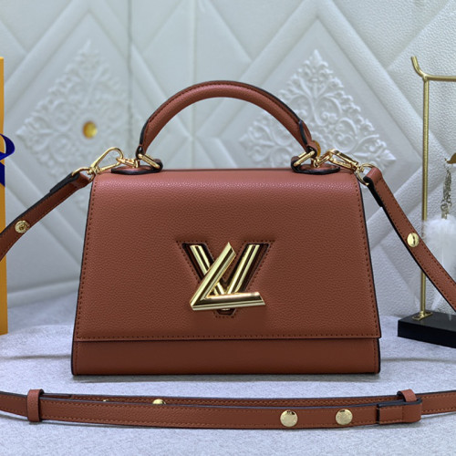Louis Vuitton Womens Bags Shoulder Messenger Bags Luxury Brand TWIST ONE HANDLE PM M57897 with Original Box Caramel Brown Taurillon leather