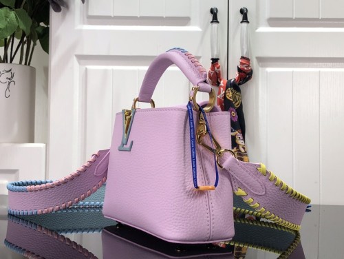 Louis Vuitton Womens Bags Handbags Luxury Brand CAPUCINES MINI M57945 Vert d'eau Pink Taurillon leather with Original Box