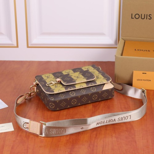 Louis Vuitton Mens Shoulder Bags Luxury Brand Fashion Type TRIO MESSENGER M45965 Monogram Stripes Brown coated canvas with Original Box