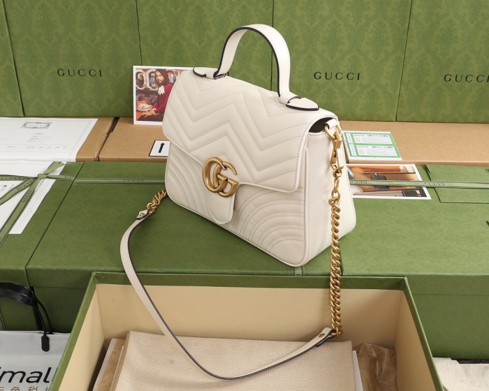 Gucci Womens Bags Shoulder Messenger Bag Luxury Brand Gucci Leather GG Marmont Small Top Handle Bag with Original Box 498110 DTDIT 1000