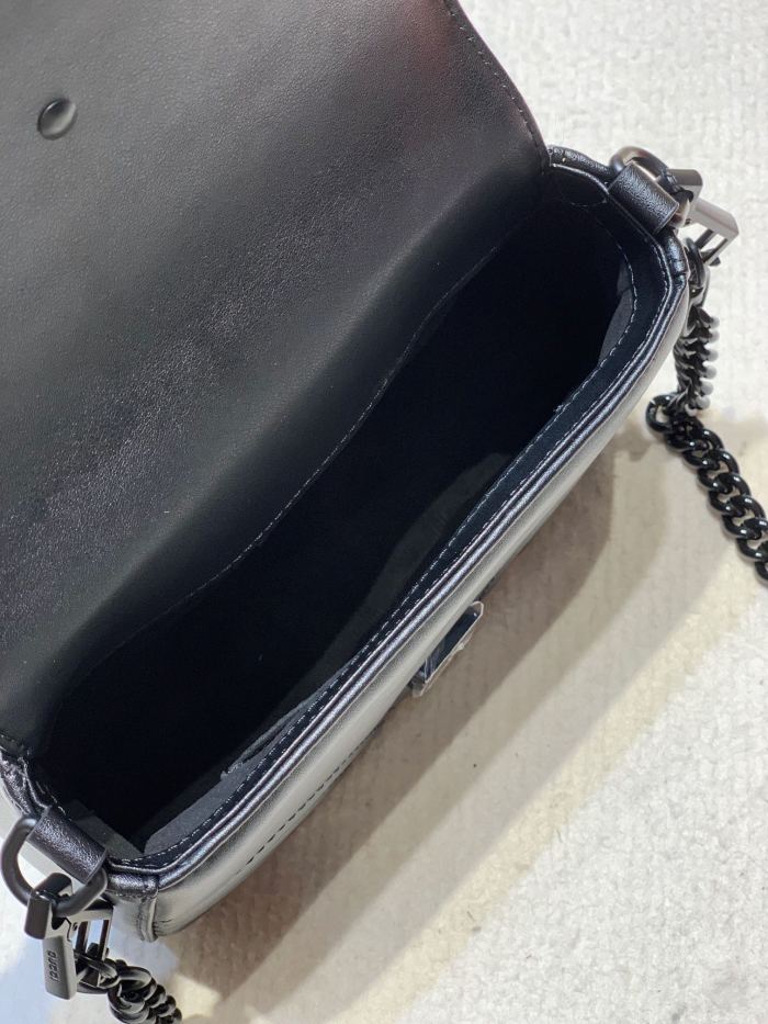 Gucci Womens Bags Shoulder Messenger Bag Luxury Brand GG Marmont mini top handle bag in black leather with Original Box 702563 DTDFV 1000