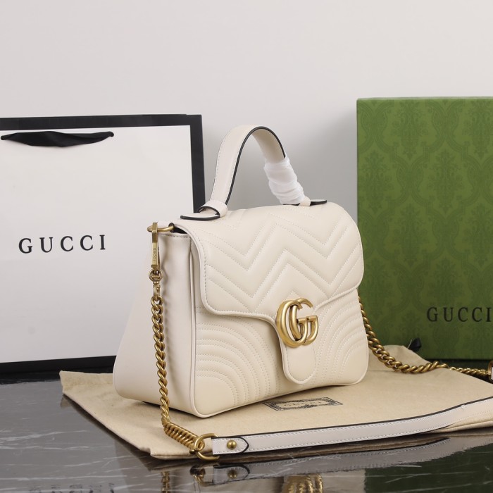 Gucci Womens Bags Shoulder Messenger Bag Luxury Brand Gucci Leather GG Marmont Small Top Handle Bag with Original Box 498110 DTDIT 1000