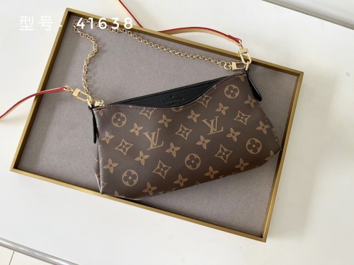 Louis Vuitton Womens Bags Shoulder Bag Luxury Brand LV PALLAS CLUTH Monogram Canvas M41638 with Original Box