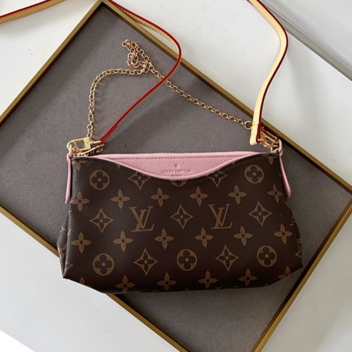 Louis Vuitton Womens Bags Shoulder Bag Luxury Brand LV PALLAS CLUTH Monogram Canvas M41638 with Original Box