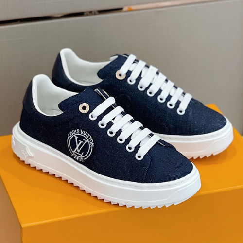 Louis Vuitton Women Shoes Sneakers Lace-Up Luxury Brand Fashion TIME OUT SNEAKER with Original Box 1AADMG