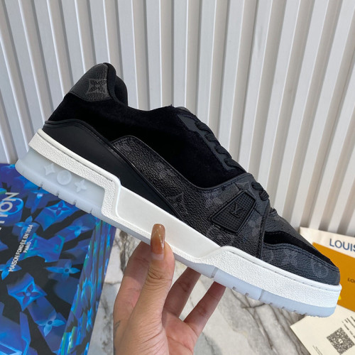 Louis Vuitton Men Shoes Fashion Sneakers Design Luxury Brand LV TRAINER SNEAKER Blue Mix of materials with Original Box 1A8PUA