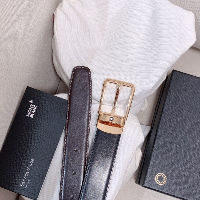 Montblanc Mens Leather Belts Luxury Brand Design Fashion Type with Original Box