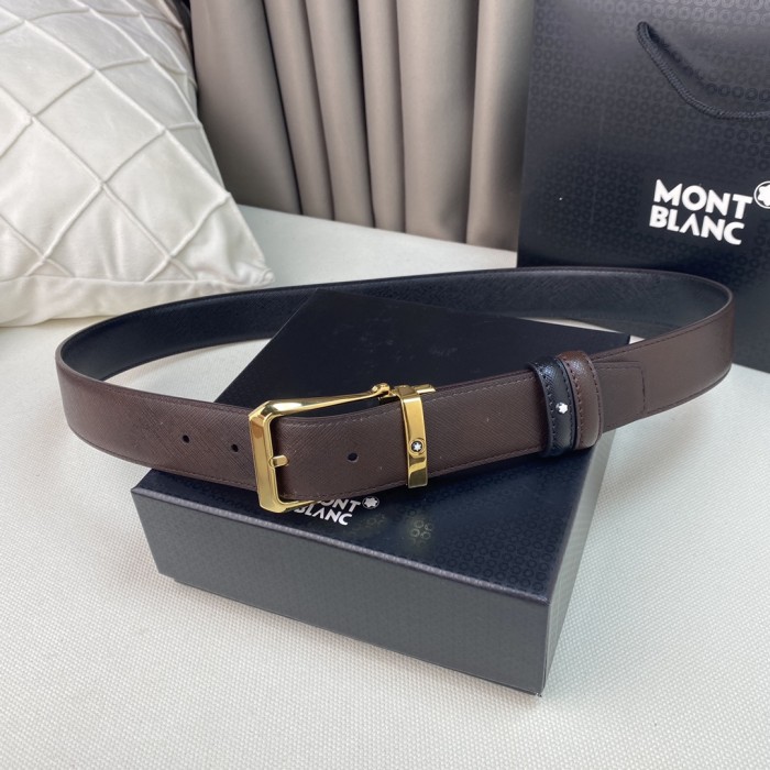 Montblanc Mens Leather Belts Luxury Brand Design Fashion Type with Original Box