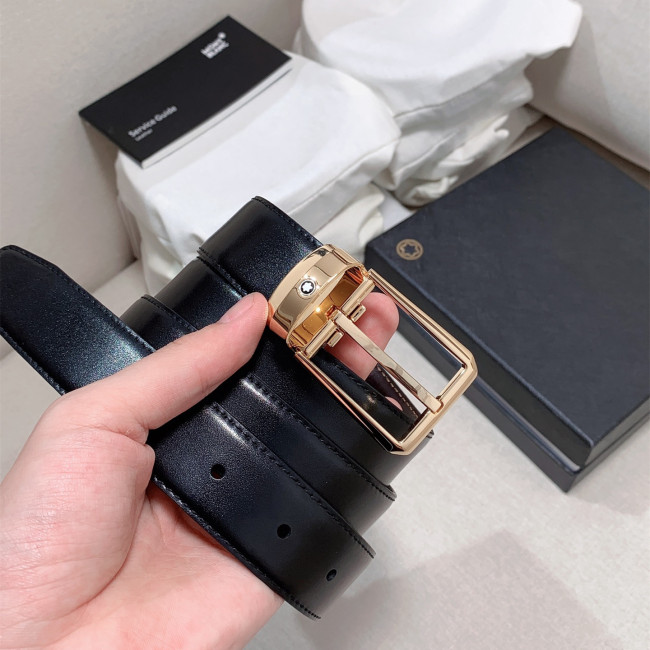 Montblanc Mens Leather Belts Luxury Brand Design Fashion Type with Original Box