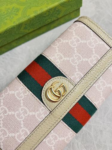 Gucci Womens Mens Bags Wallets Luxury Brand  Gucci GG Supreme Ophidia Continental Wallet with Original Box 523153 96IWG 9794